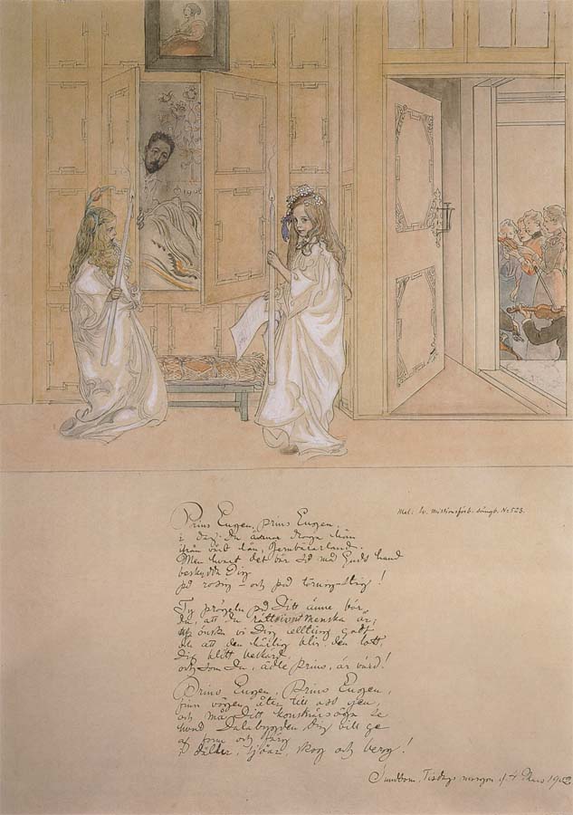 Carl Larsson Morning Serenade for prince Eugen at carl Larsson-s home on march 4 1902